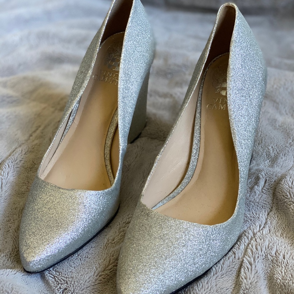 Vince Camuto Talise Radiant Silver Glitter Heel, 7